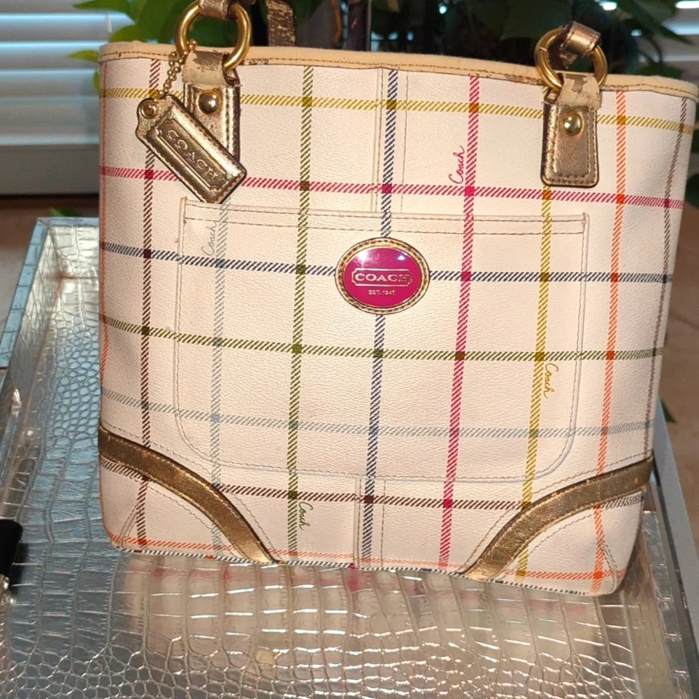 Coach Tattersall purse with Callouts Leather Needs Some Painting